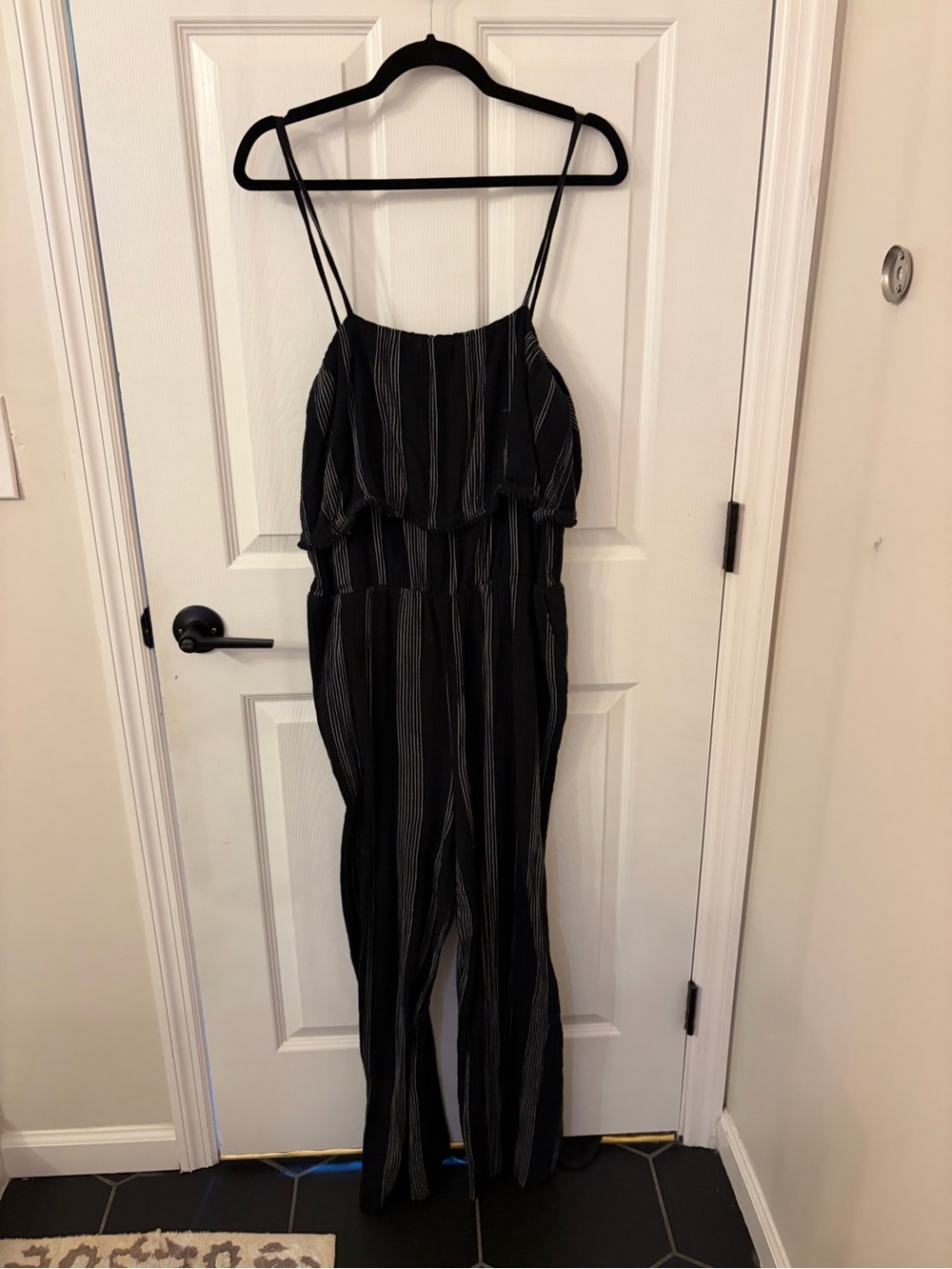 a new day Striped Black Spaghetti-Strap Jumpsuit